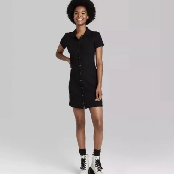 Women's Short Sleeve Bodycon Polo Dress - Wild Fable Black - Picture 7 of 14